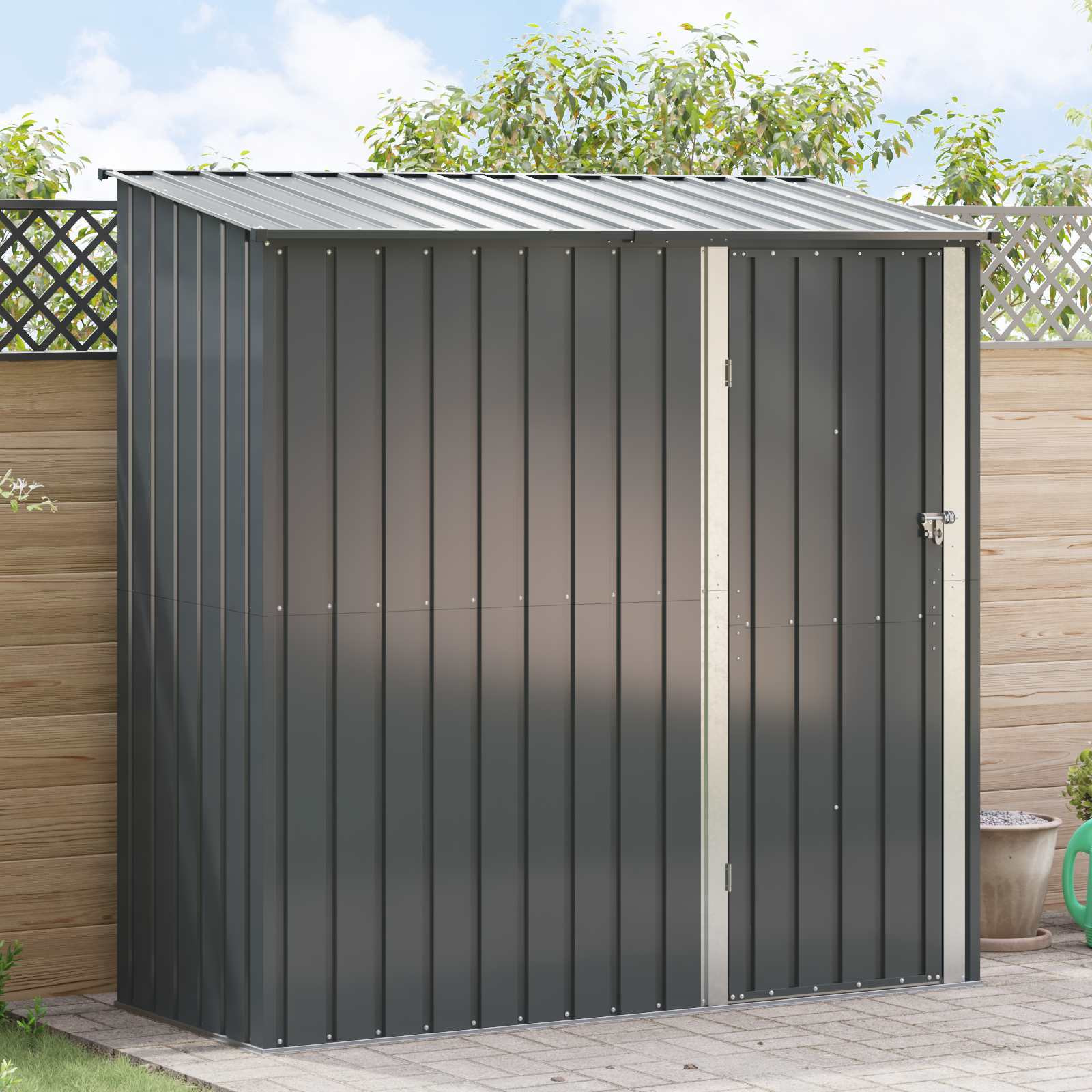 vidaXL Gartenhütten Anthrazit 203 x 85,5 x 200 cm Metall