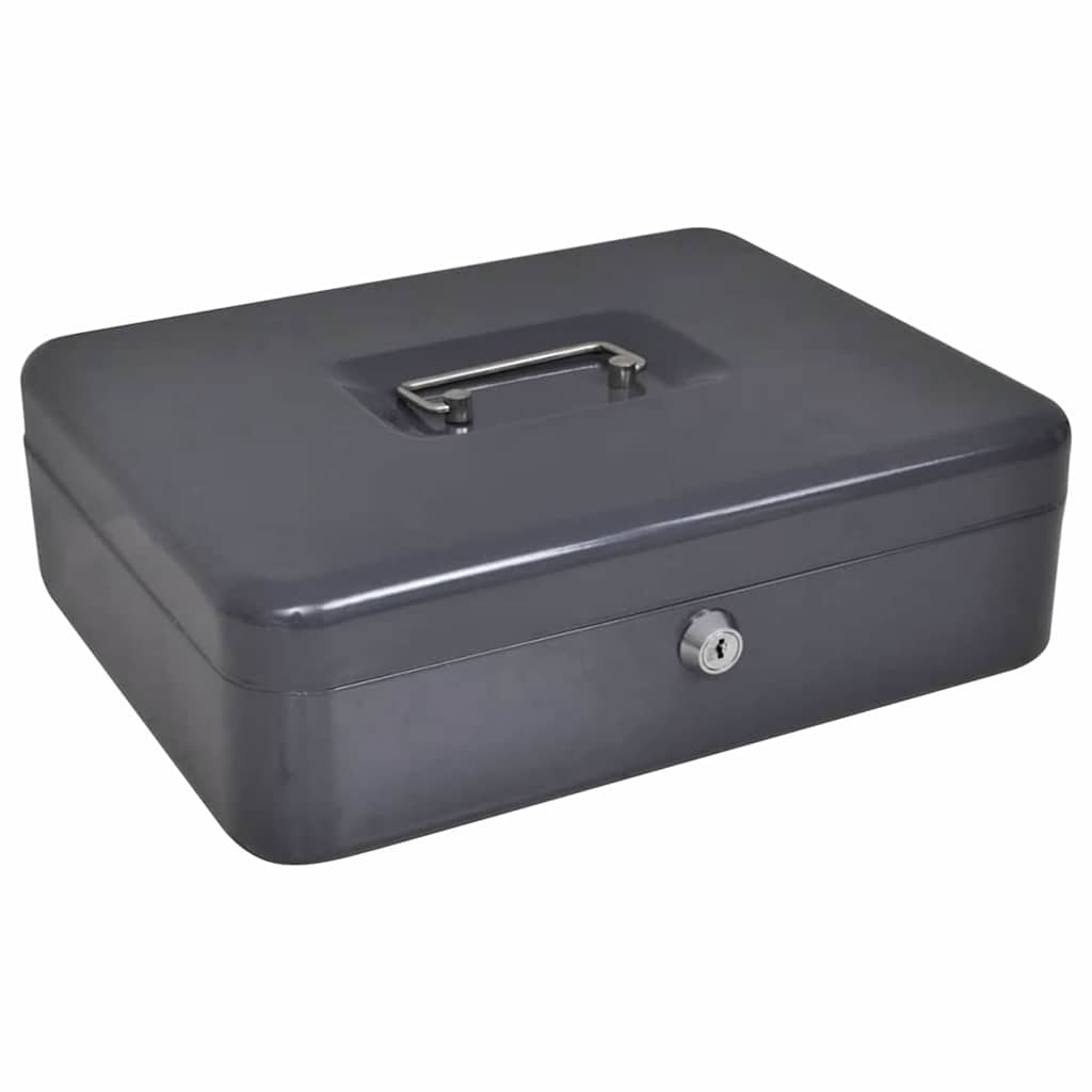 vidaXL Geldbox mit Schloss Dunkelgrau 30 x 24 x 9 cm Stahl