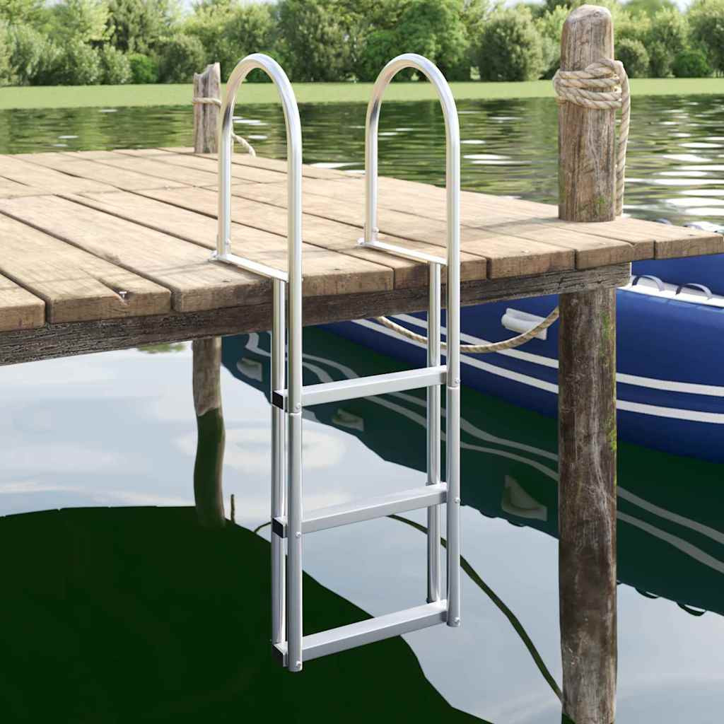 vidaXL 3-Stufen Dockleiter Silber 45 x 11,5 x 134 cm Aluminium