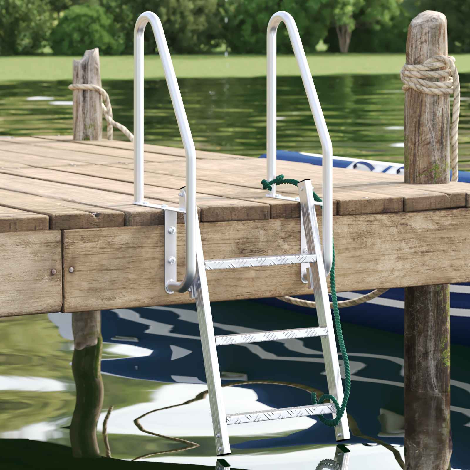 vidaXL 3-Stufen Dockleiter Silber 58 x 77 x 144 cm Aluminium
