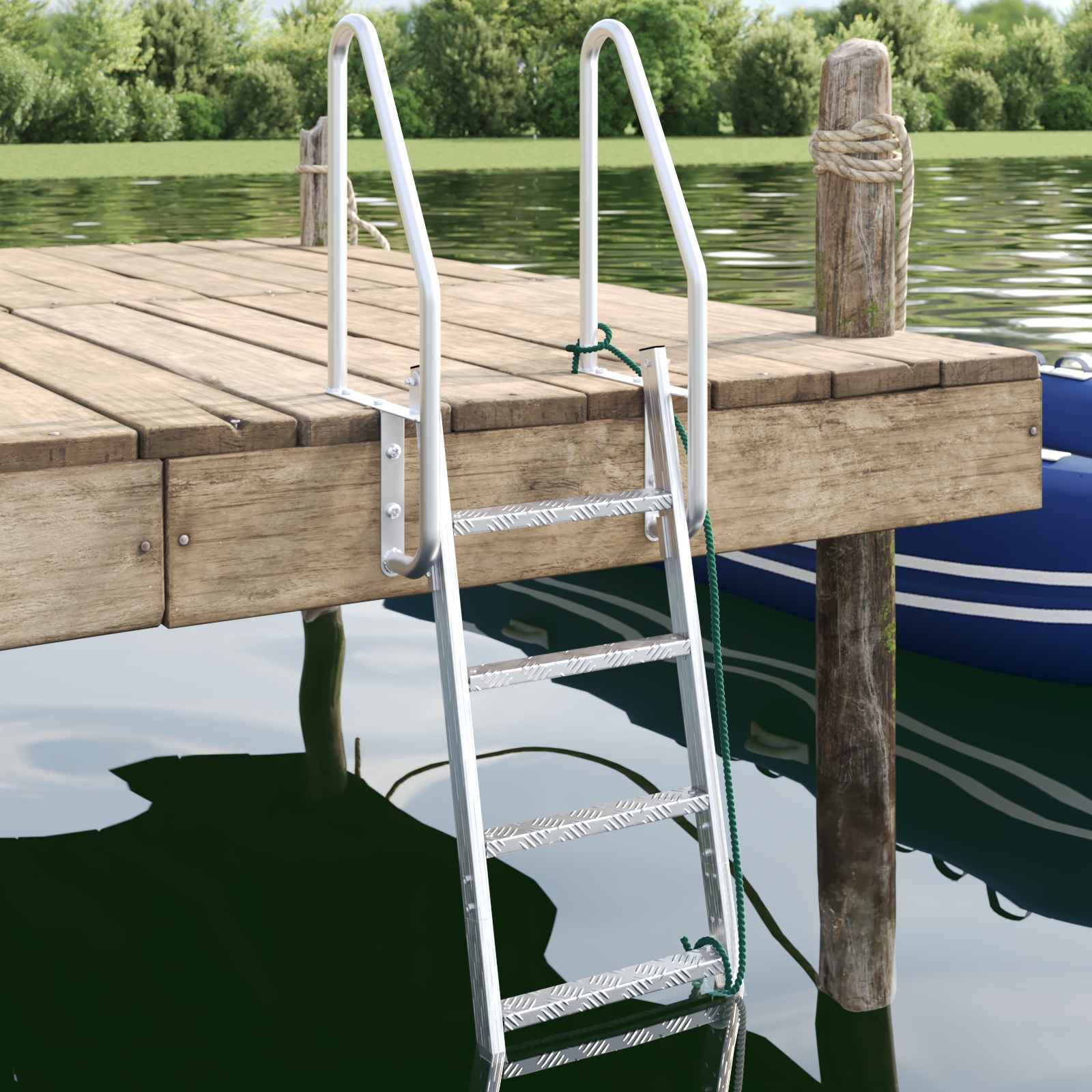 vidaXL 4-Stufen Dockleiter Silber 58 x 77 x 166 cm Aluminium