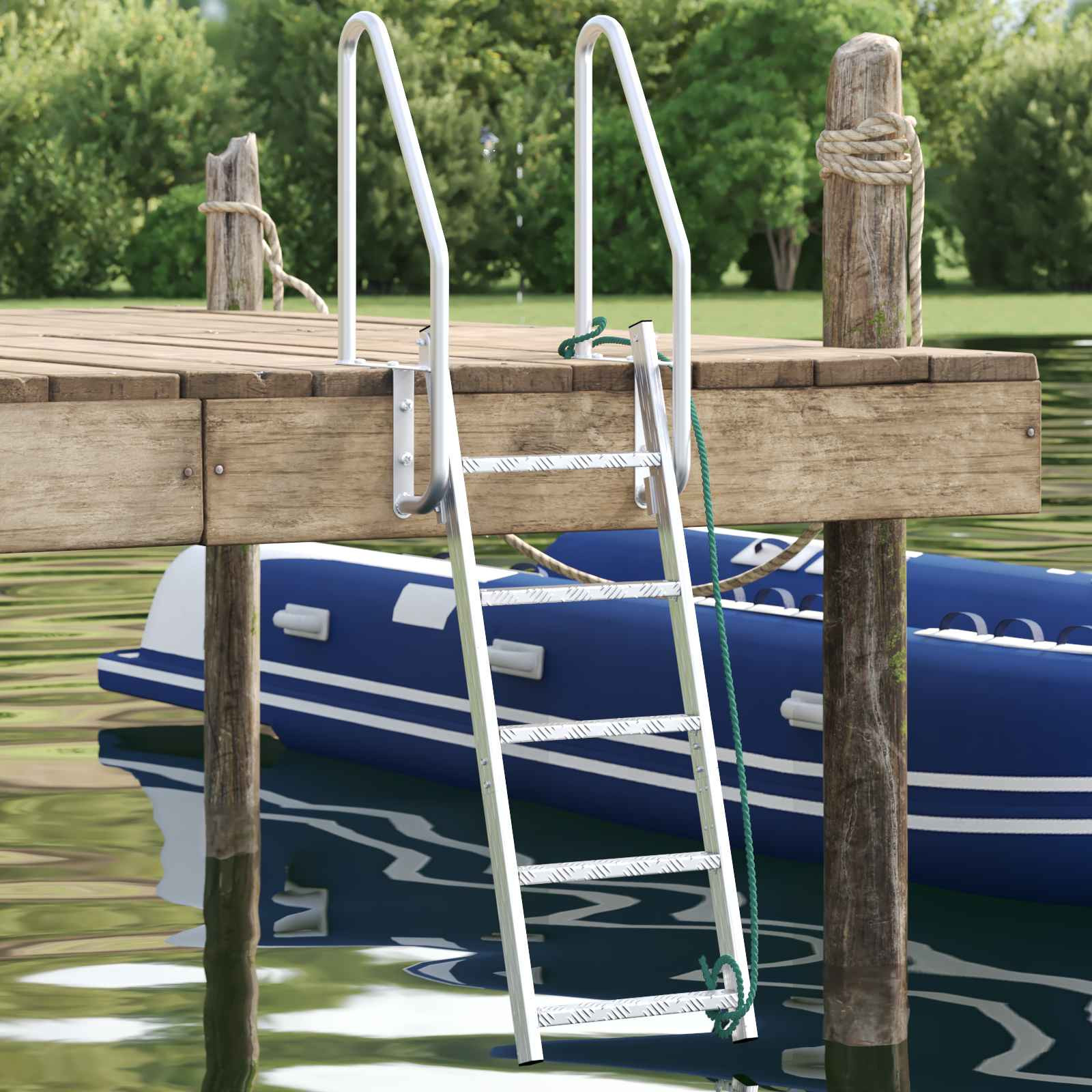 vidaXL 5-Stufen Dockleiter Silber 58 x 77 x 191 cm Aluminium