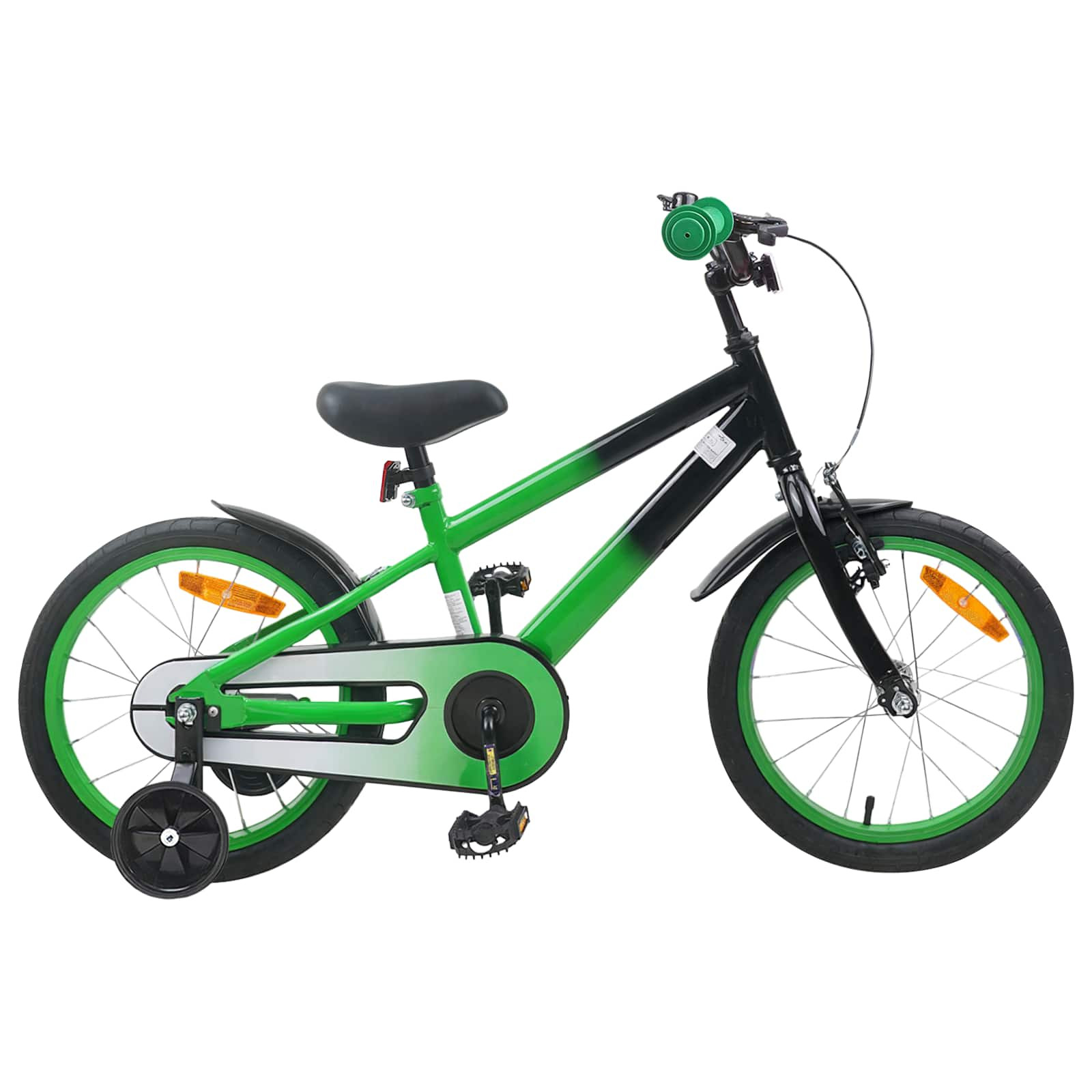 vidaXL Kinderfahrrad 16 Zoll für 4-6 Jahre alt Grün Schwarz