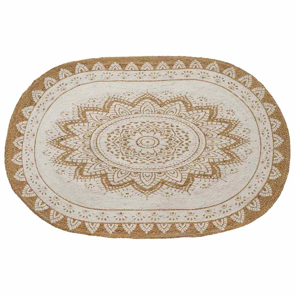 vidaXL Bereichsteppiche Floral Natur mit weißem Druck 122 x 183 cm