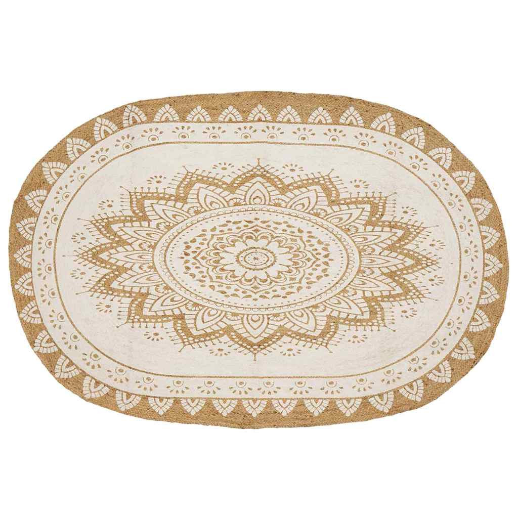 vidaXL Bereichsteppiche Floral Natur mit weißem Druck 205 x 305 cm