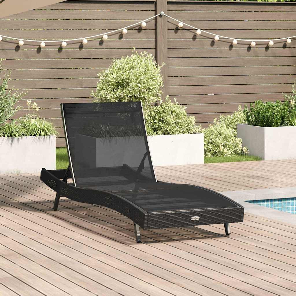 vidaXL Sonnenliege Schwarz 197 x 70 x 82 cm Poly-Rattan