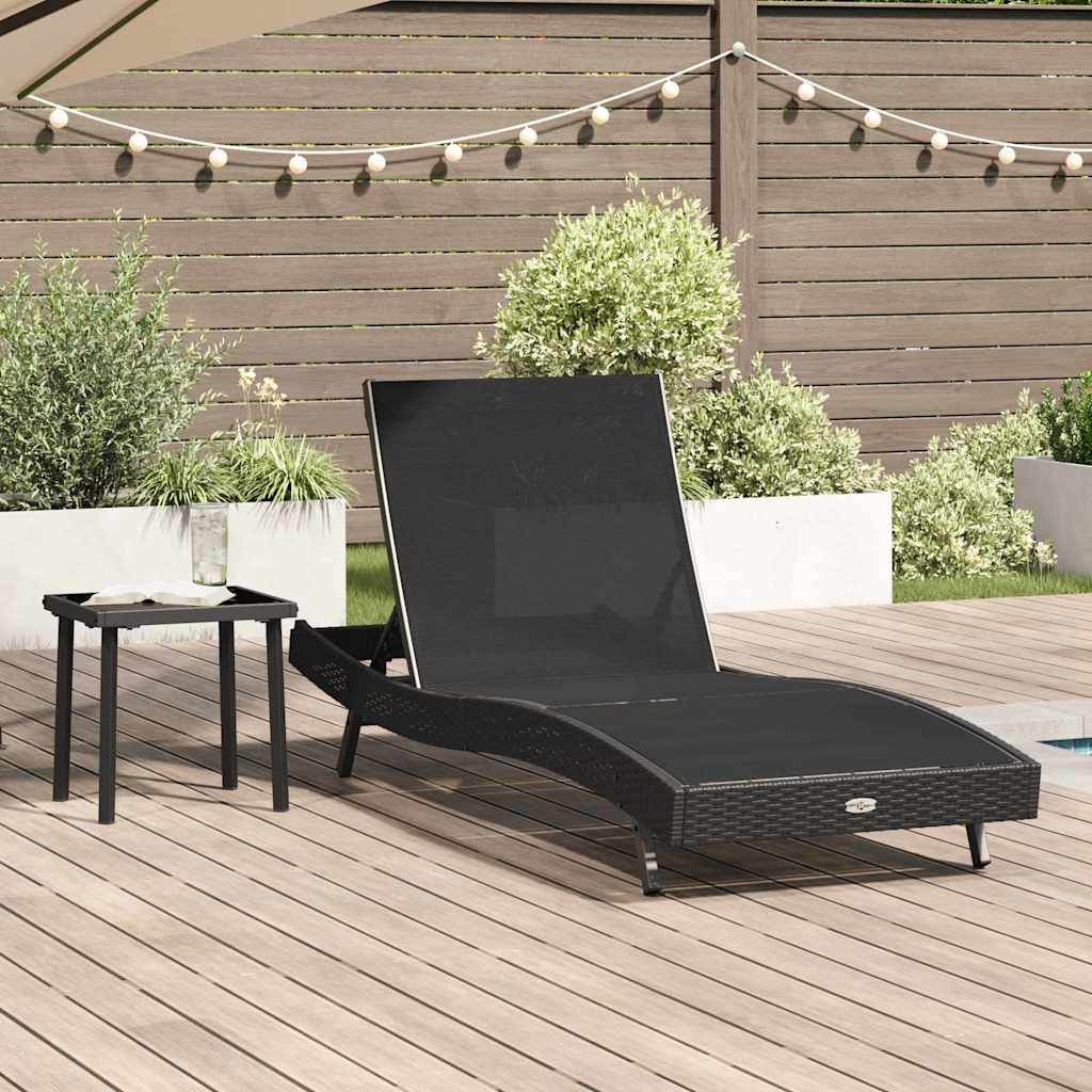 vidaXL Sonnenliege 2 pcs Schwarz Poly-Rattan