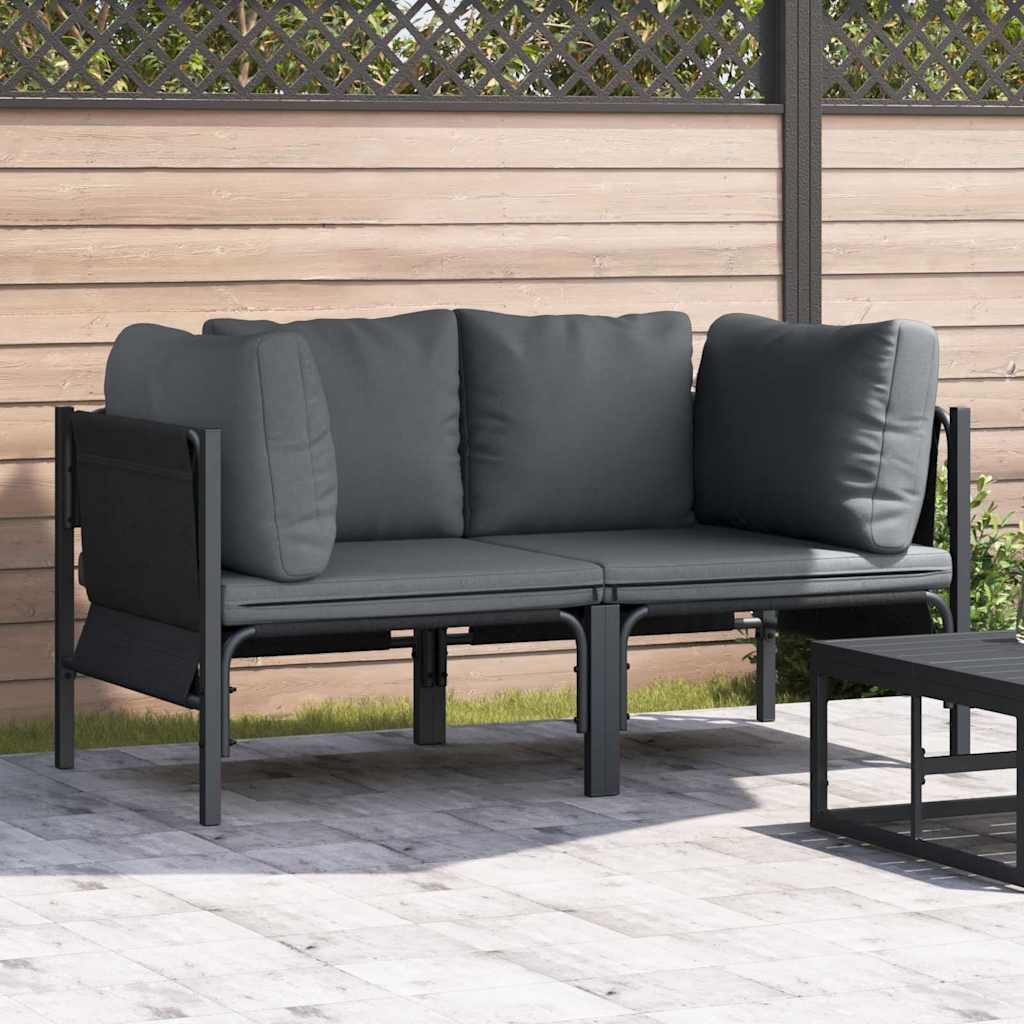 vidaXL Gartenmöbel mit Kissen 2 Stück Anthrazit 80 x 80 x 71 cm Stahl