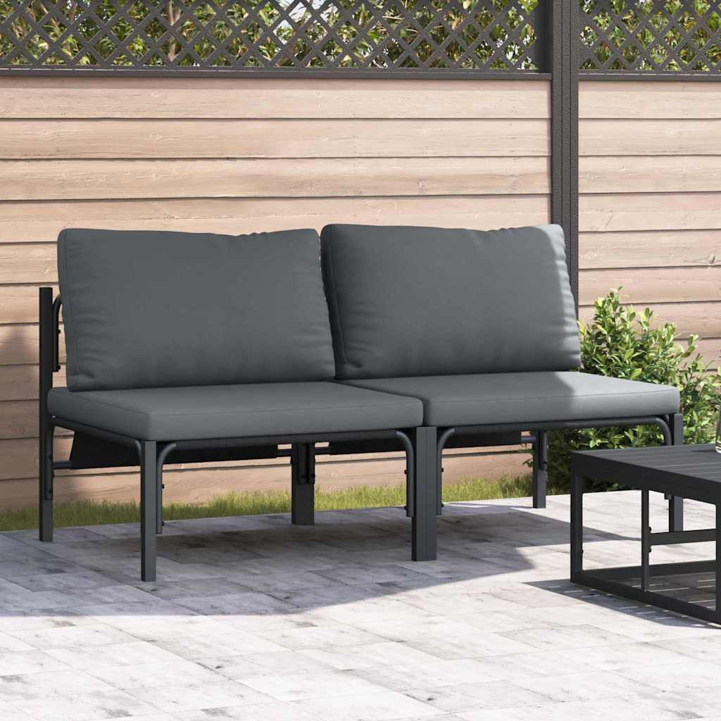 vidaXL Gartenmöbel mit Kissen 2 Stück Anthrazit 80 x 80 x 71 cm Stahl