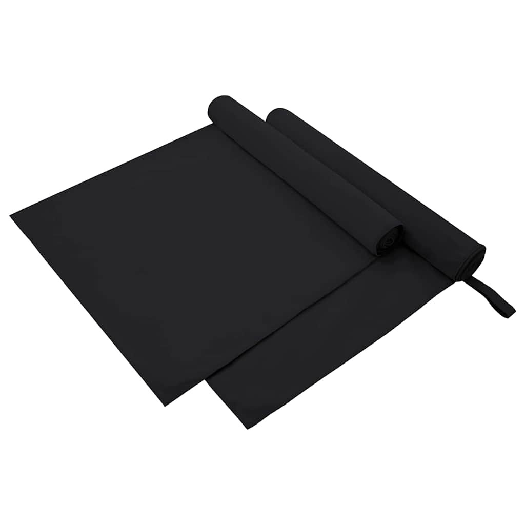 vidaXL Sporthandtücher 2 pcs Schwarz 180 x 90 cm