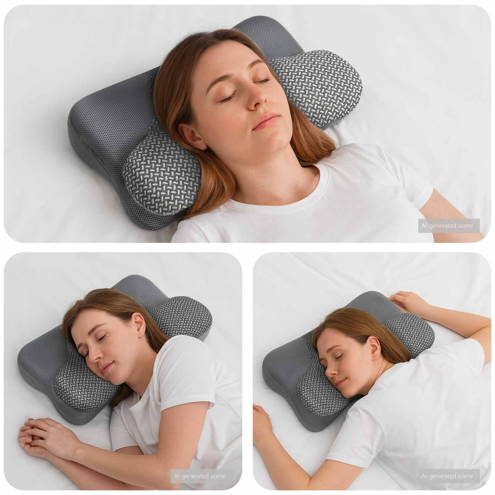 vidaXL Nackenkissen Grau Viscoschaum 58 x 36 x 13 cm