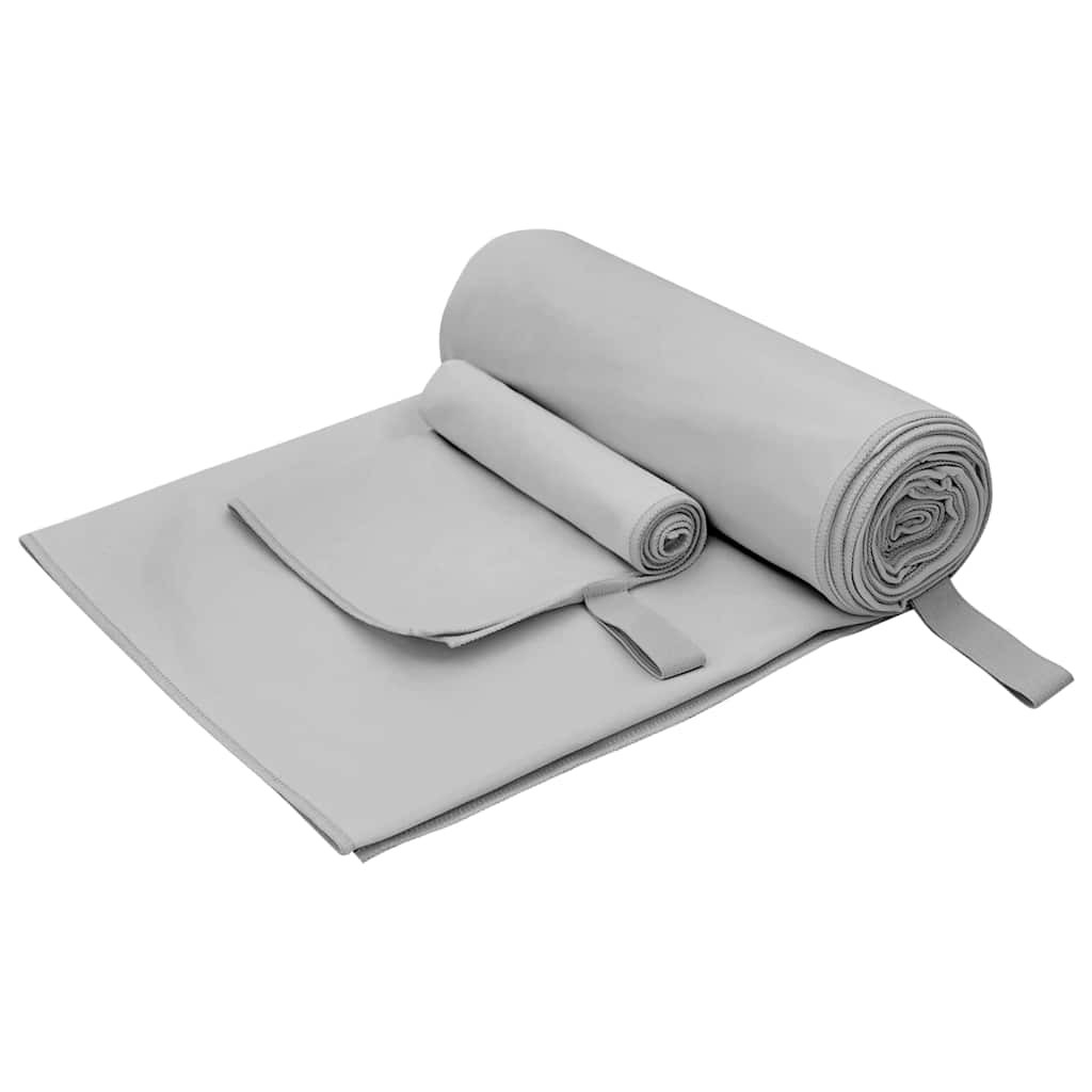 vidaXL Sporthandtuch Set 2 pcs Grau Stoff