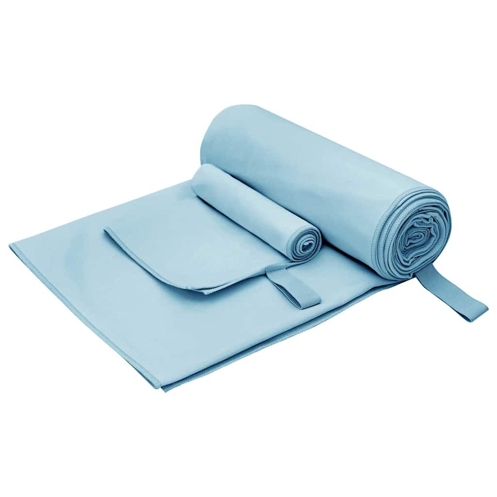vidaXL Sporthandtuch Set 2 pcs Blau Stoff