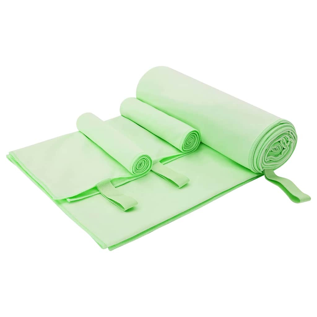 vidaXL Sporthandtuch Set 3 pcs Grün Polyester und Polyamid