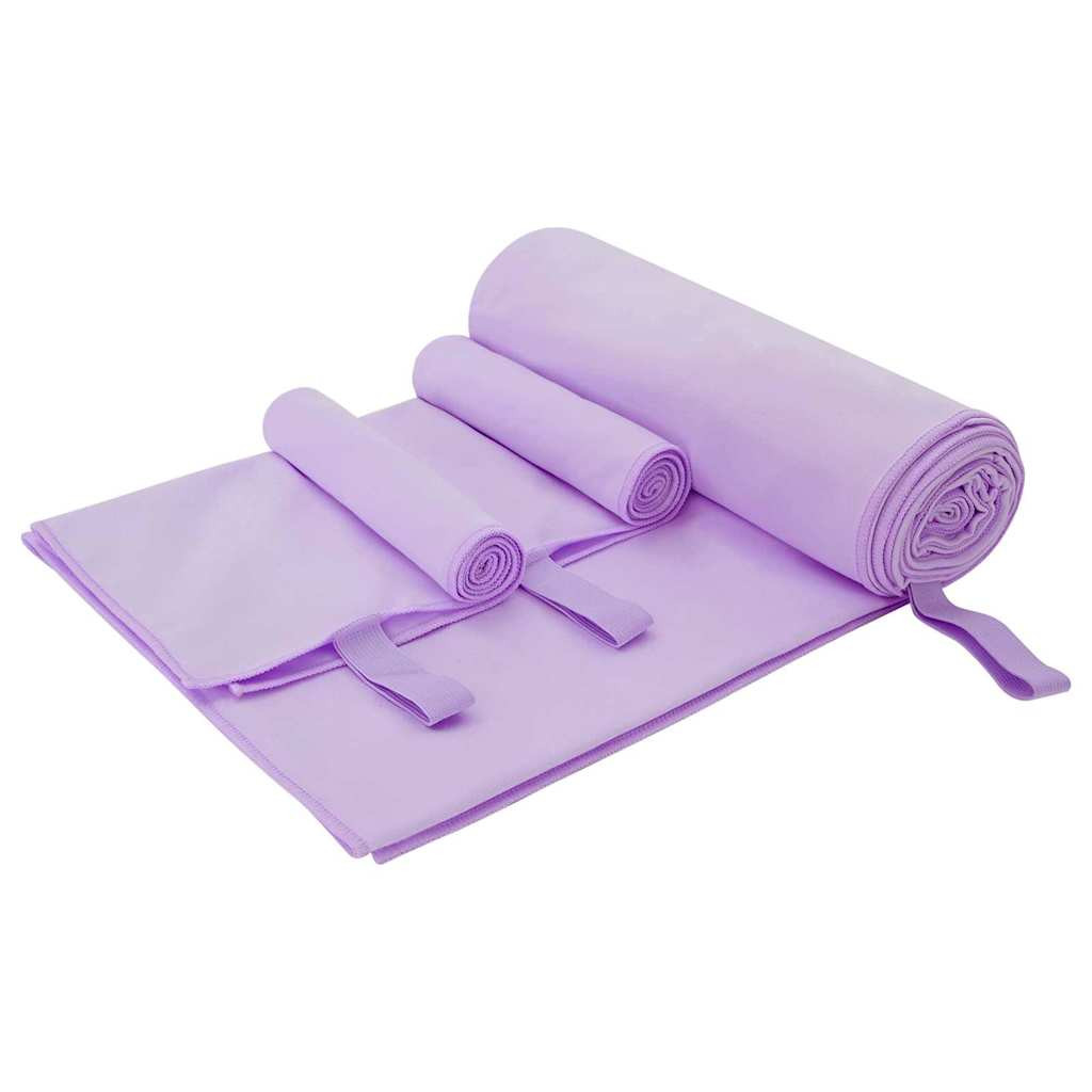 vidaXL Sporthandtuch Set 3 pcs Lila Polyester und Polyamid