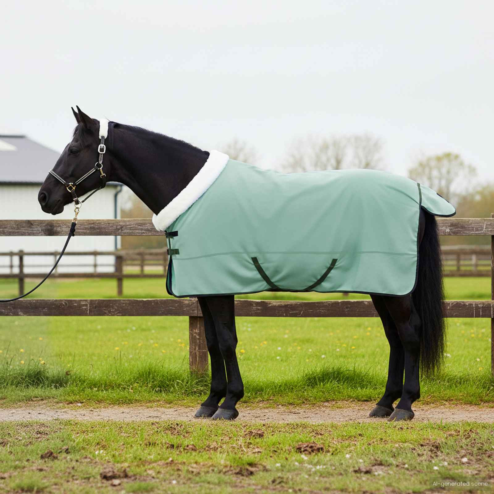vidaXL Pferdedecke Dunkelgrün 165 cm Polarfleece