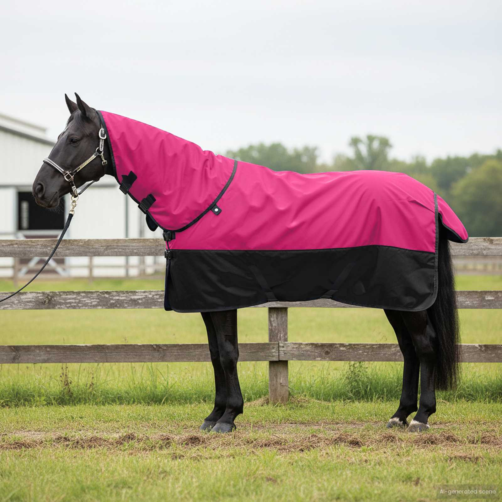vidaXL Pferdedecke Rosa und Schwarz 125 cm Polyester