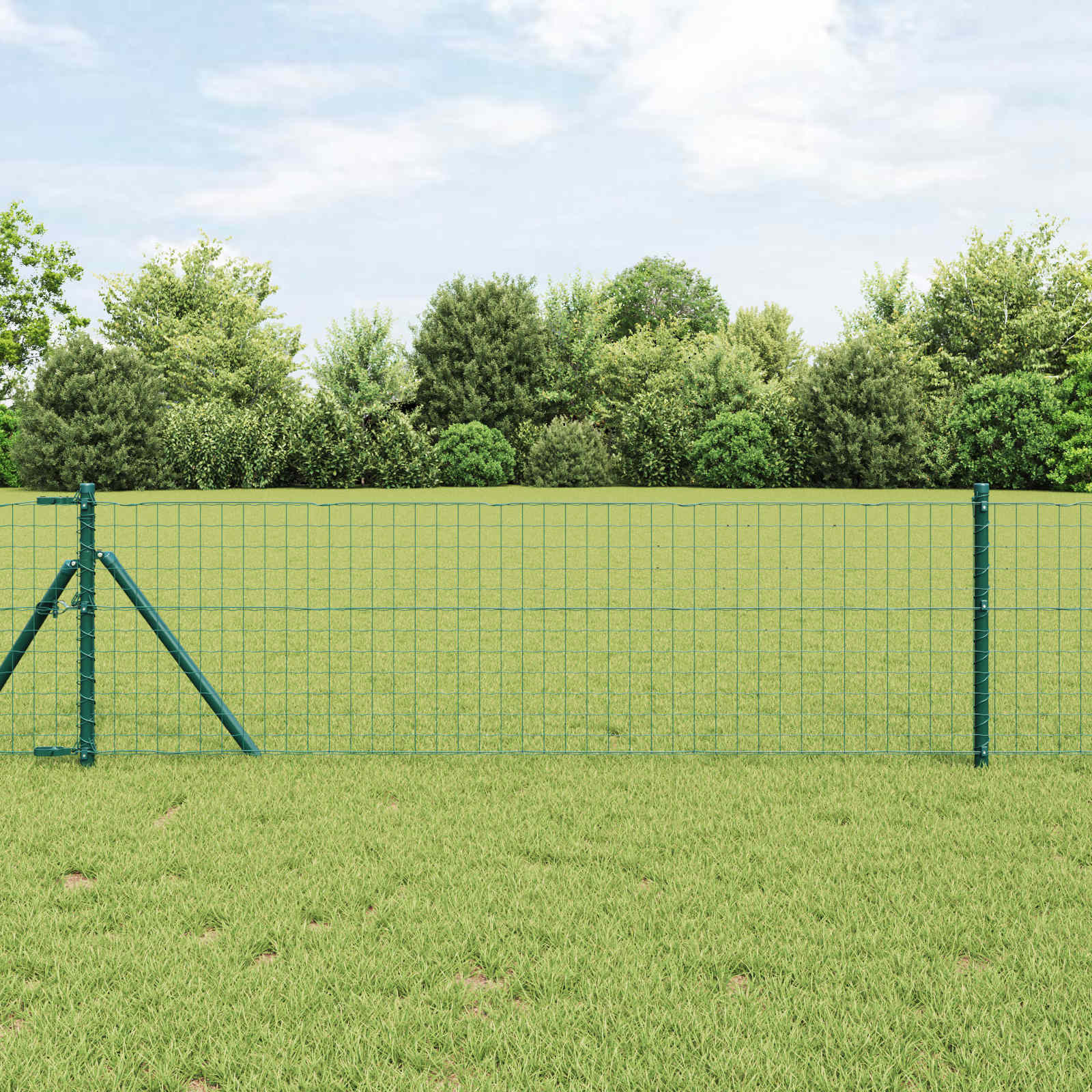 vidaXL Zaunpfosten 2 pcs Grün 50 cm Pulverbeschichteter Stahl