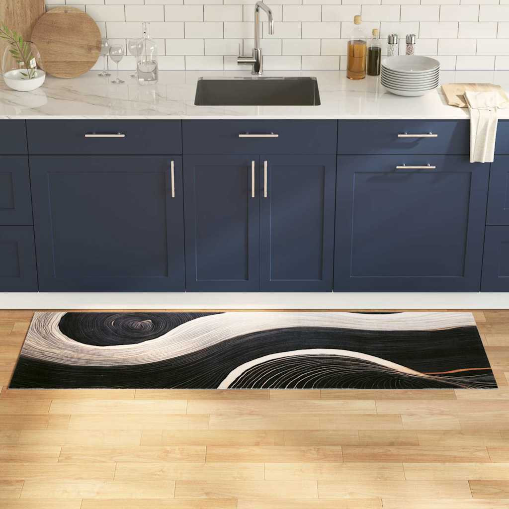 vidaXL Küchen Teppich Schwarz 180 x 60 cm Samt