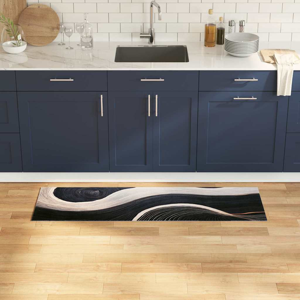 vidaXL Küchen Teppich Schwarz 150 x 45 cm Samt