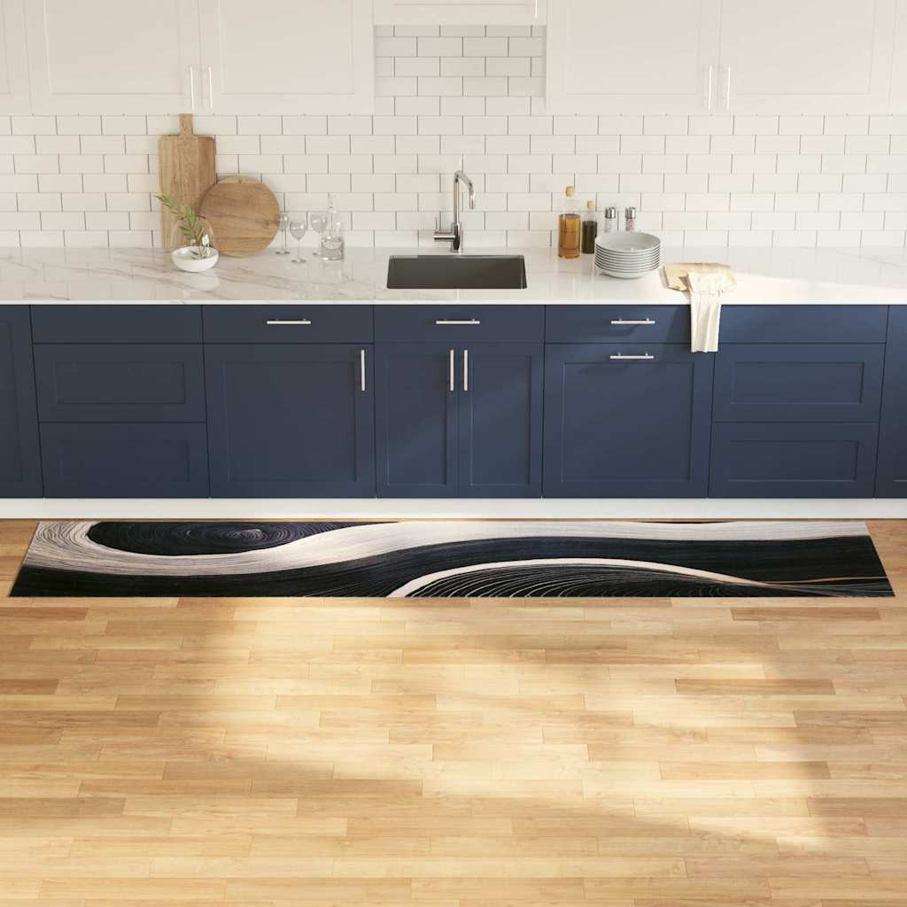 vidaXL Küchen Teppich Schwarz 300 x 60 cm Samt