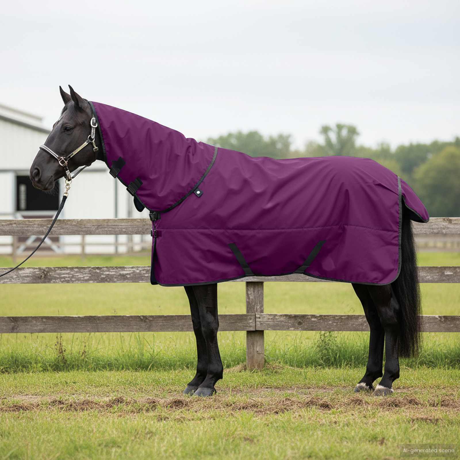 vidaXL Pferdedecke Dunkelgrün und Schwarz 95 cm Polyester