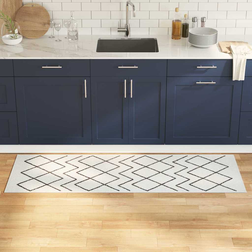 vidaXL Küchen Teppich Weiß 180 x 60 cm Samt