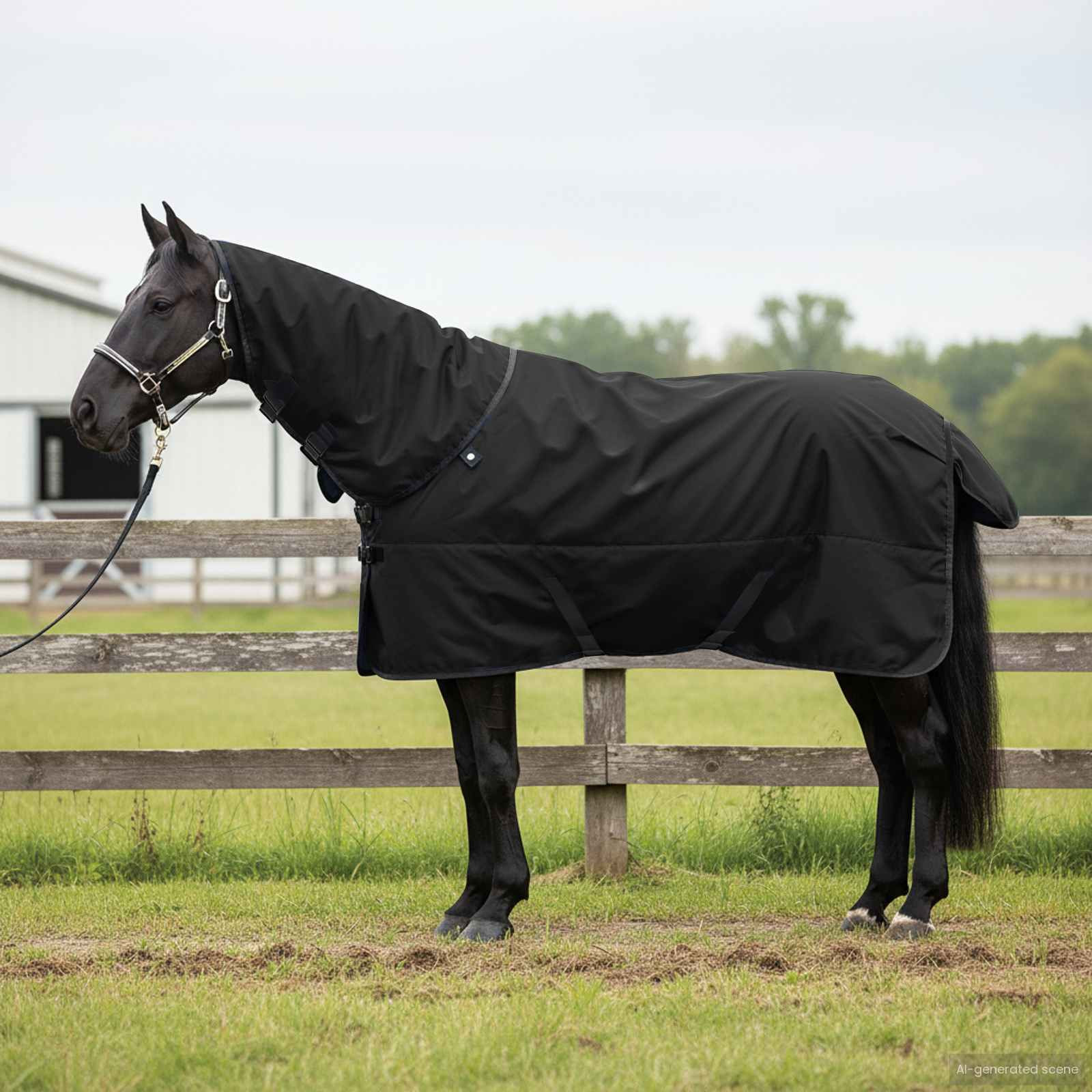 vidaXL Pferdedecke Dunkelgrün und Schwarz 95 cm Polyester