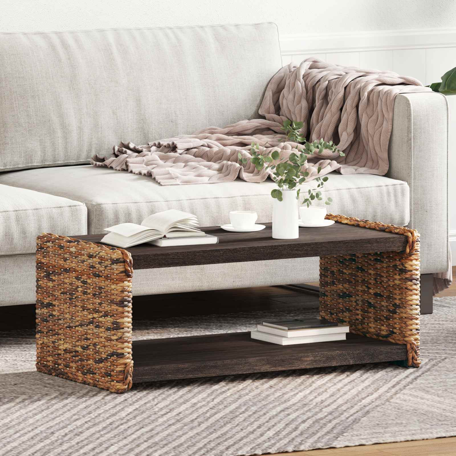 vidaXL Couchtisch Natur 90 x 45 x 35 cm Massives Mahagoni Holz