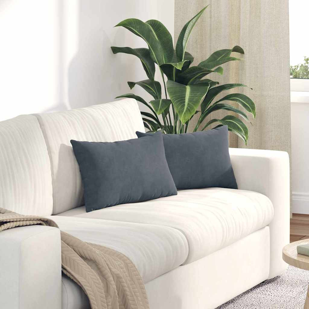 vidaXL Sofakissen 2 Stück Dunkelgrau 50 x 30 cm Cordstoff