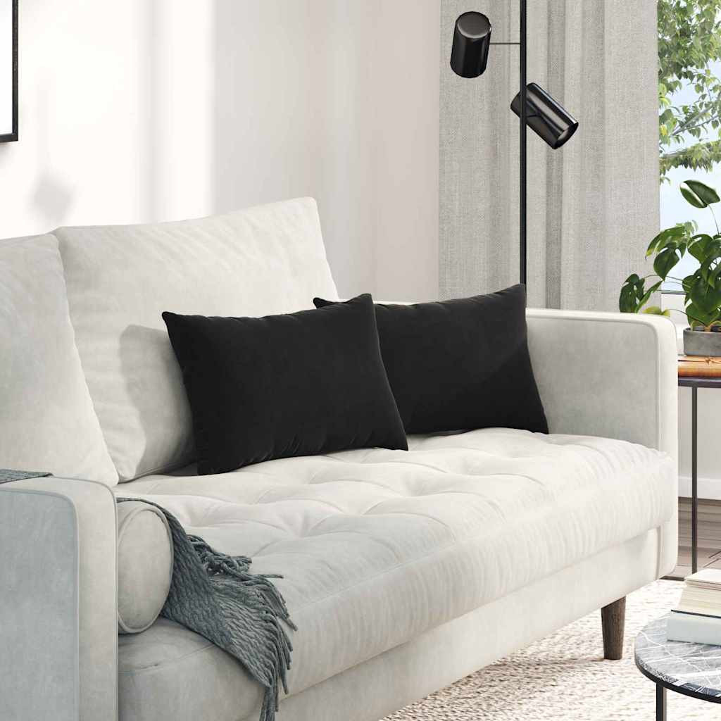 vidaXL Sofakissen 2 Stück Schwarz 50 x 30 cm Cordstoff