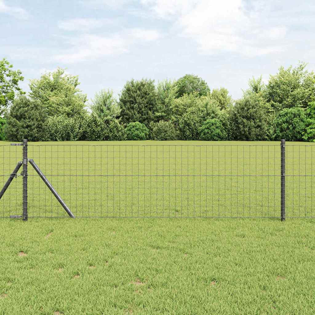 vidaXL Zaunpfosten 2 pcs Grau 110 cm Pulverbeschichteter Stahl