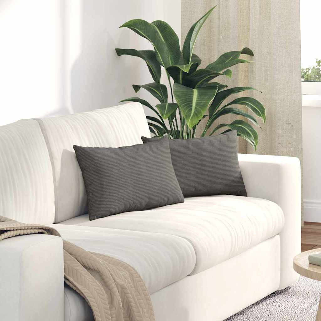 vidaXL Sofakissen 2 Stück Hellgrau 50 x 30 cm Cordstoff