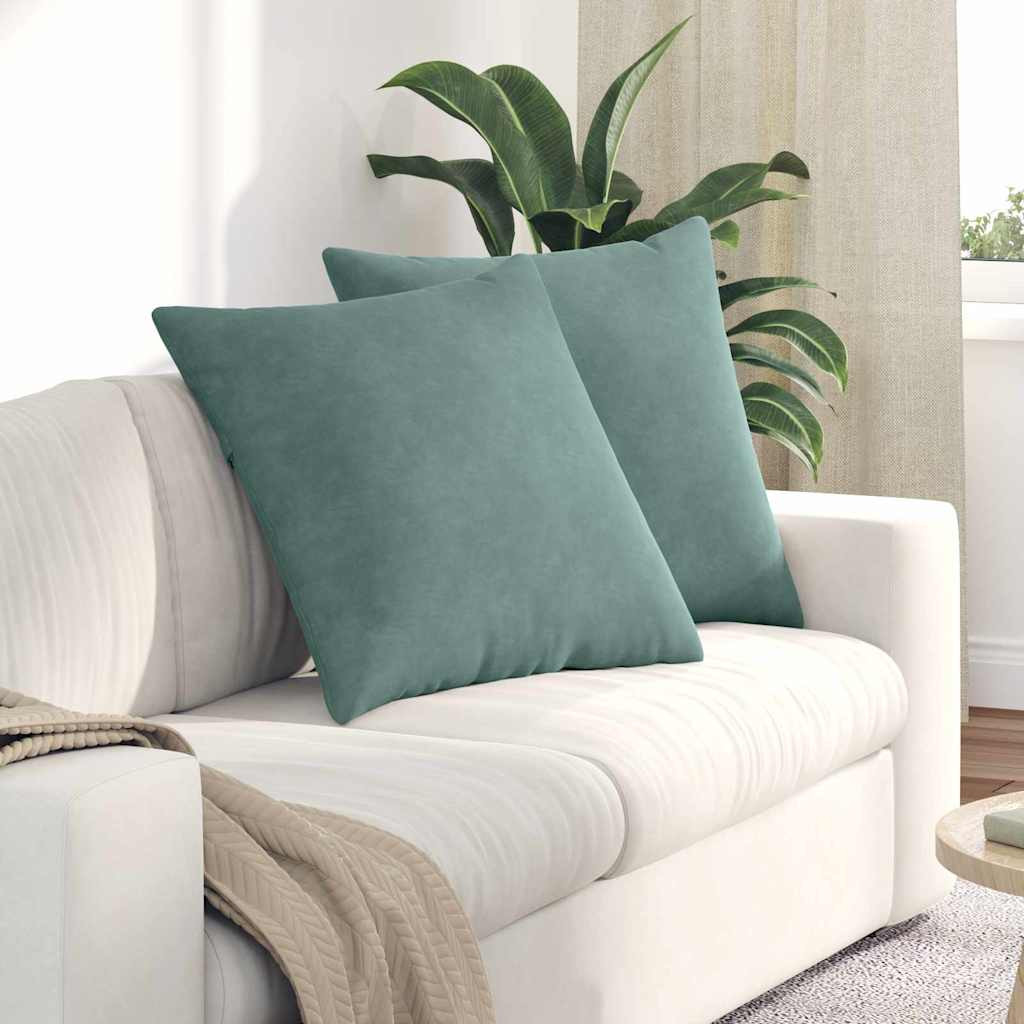 vidaXL Sofakissen 2 Stück Meergrün 80 x 80 cm Cordstoff