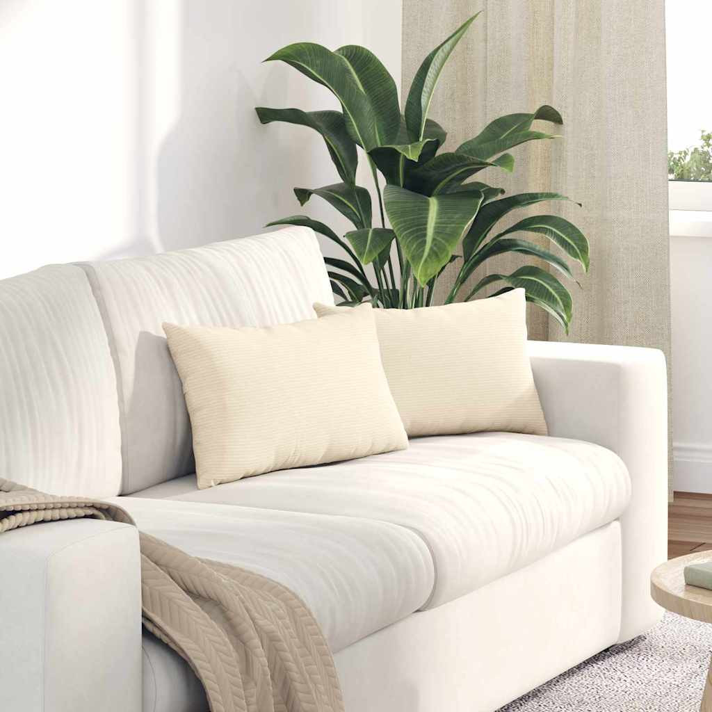 vidaXL Sofakissen 2 Stück Creme 50 x 30 cm Cordstoff