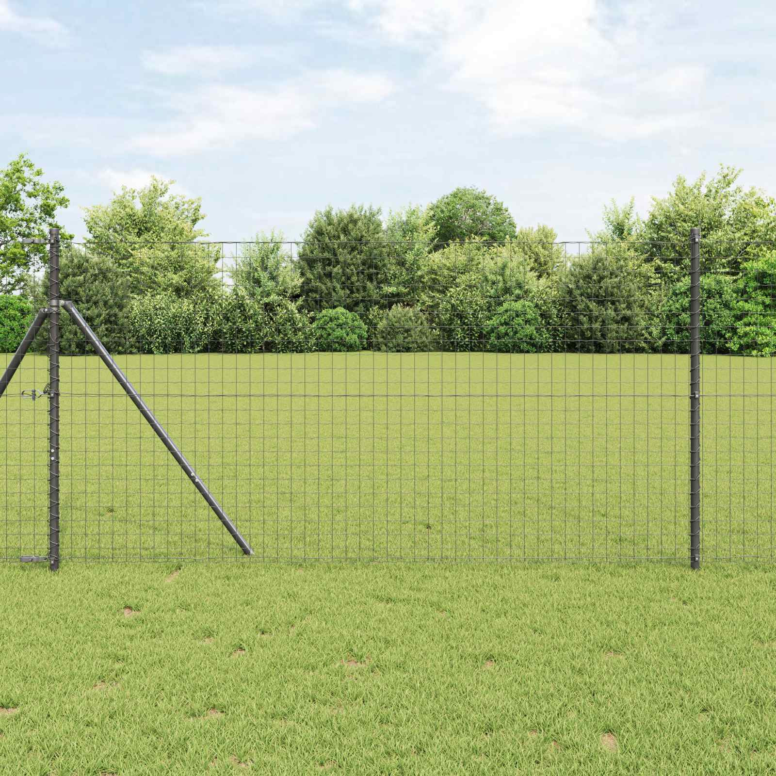 vidaXL Zaunpfosten 12 pcs Grau Pulverbeschichteter Stahl