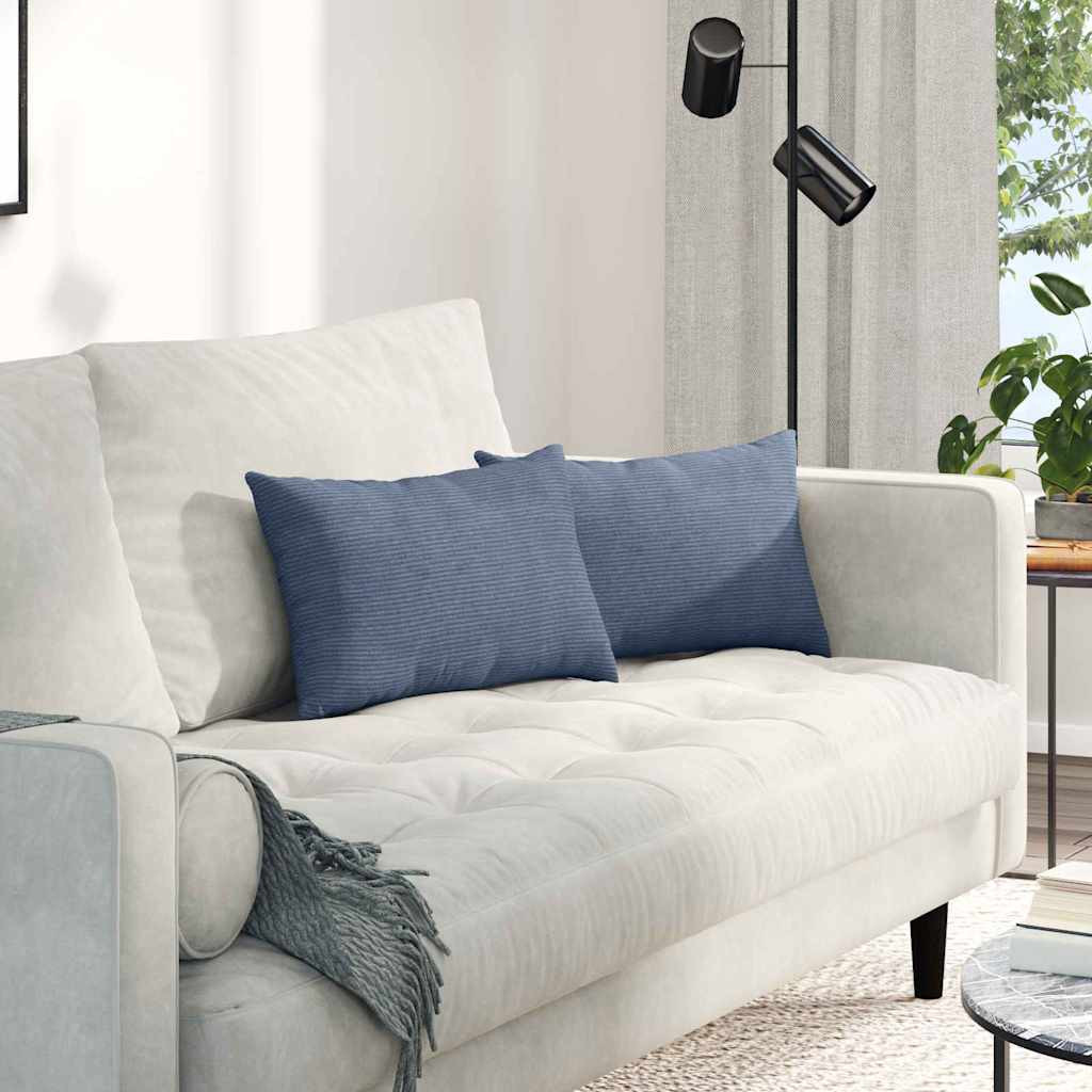 vidaXL Sofakissen 2 Stück Blau 50 x 30 cm Cordstoff