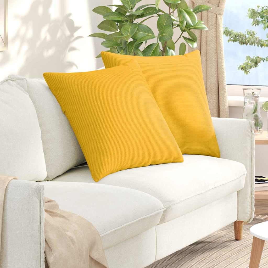 vidaXL Sofakissen 2 Stück Helles Gelb 80 x 80 cm Cordstoff