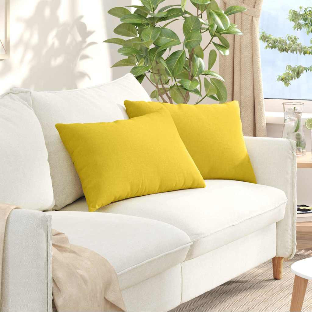 vidaXL Sofakissen 2 pcs Helles Gelb 60 x 40 cm Stoff