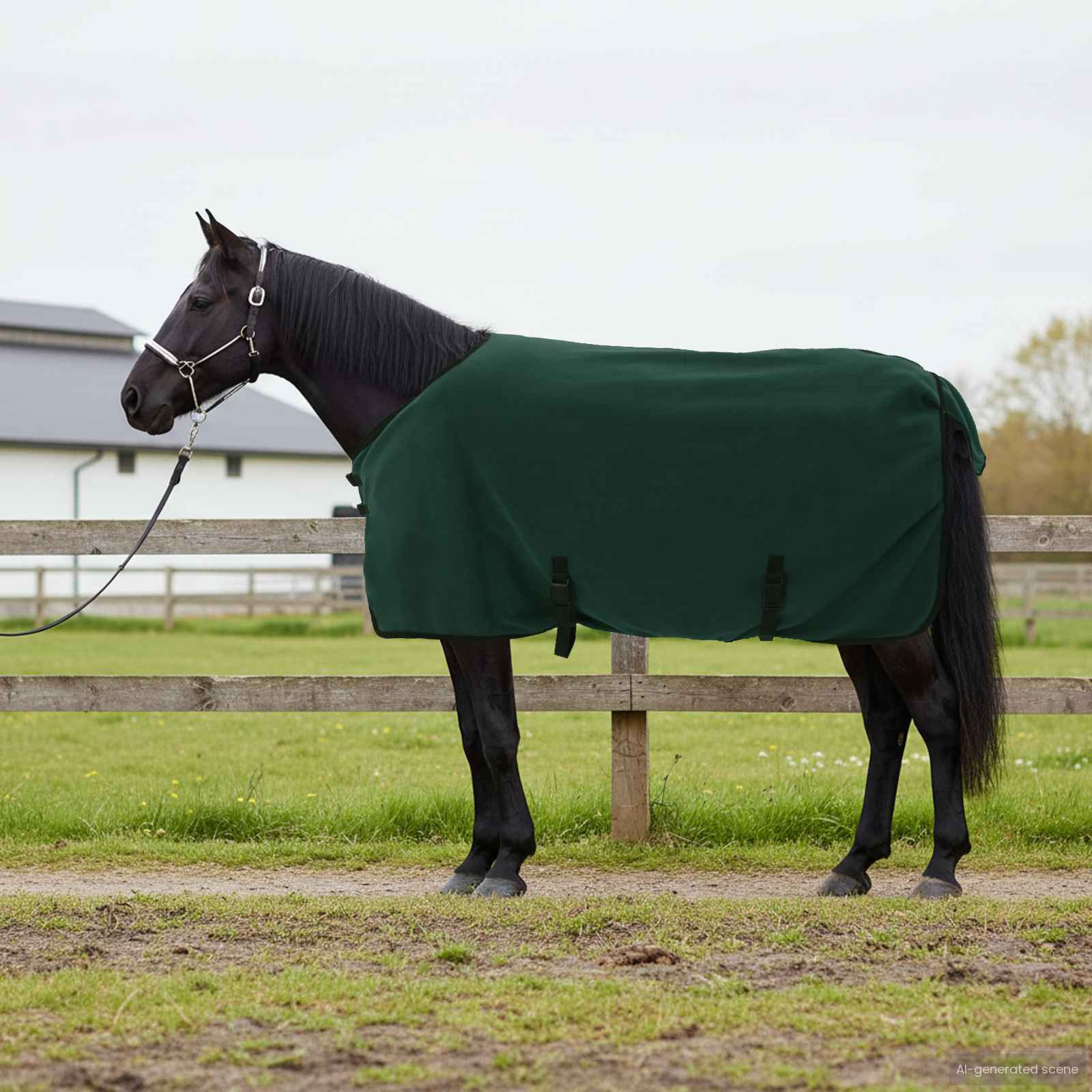 vidaXL Pferdedecke Dunkelgrün 115 cm Polyester