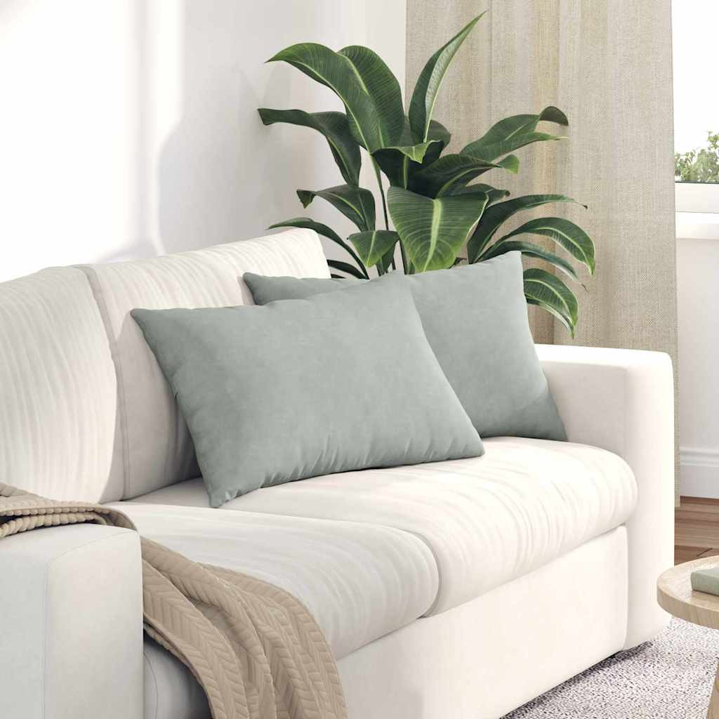 vidaXL Sofakissen 2 Stück Hellgrau 60 x 40 cm Cordstoff