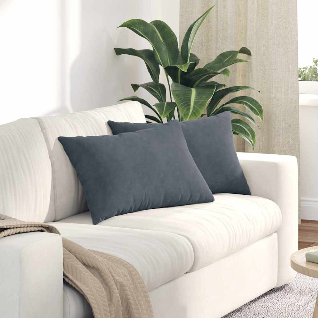 vidaXL Sofakissen 2 Stück Dunkelgrau 60 x 40 cm Cordstoff