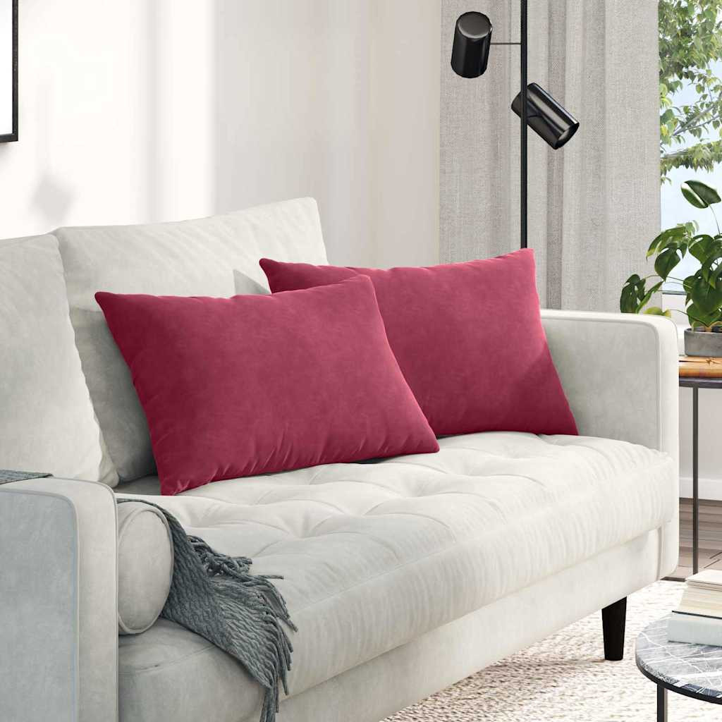 vidaXL Sofakissen 2 Stück Weinrot 60 x 40 cm Cordstoff