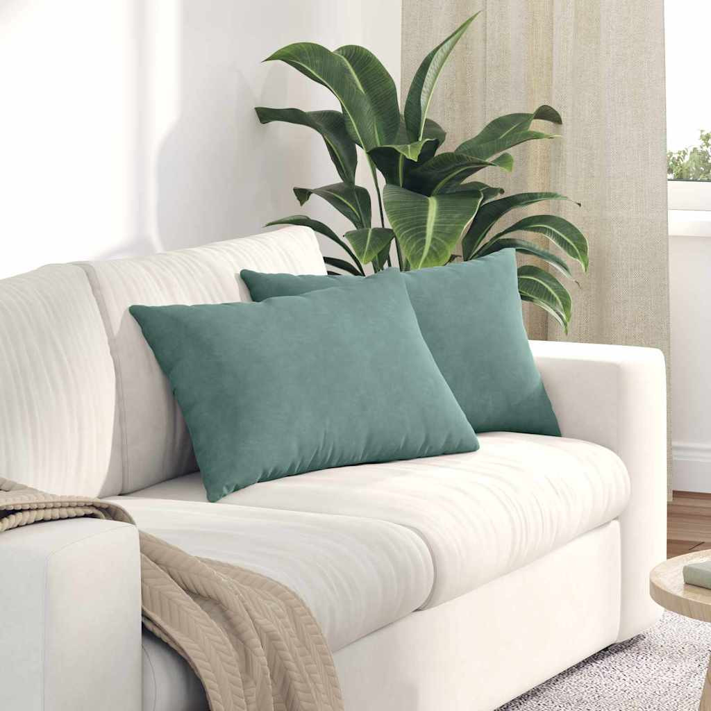 vidaXL Sofakissen 2 Stück Meergrün 60 x 40 cm Cordstoff