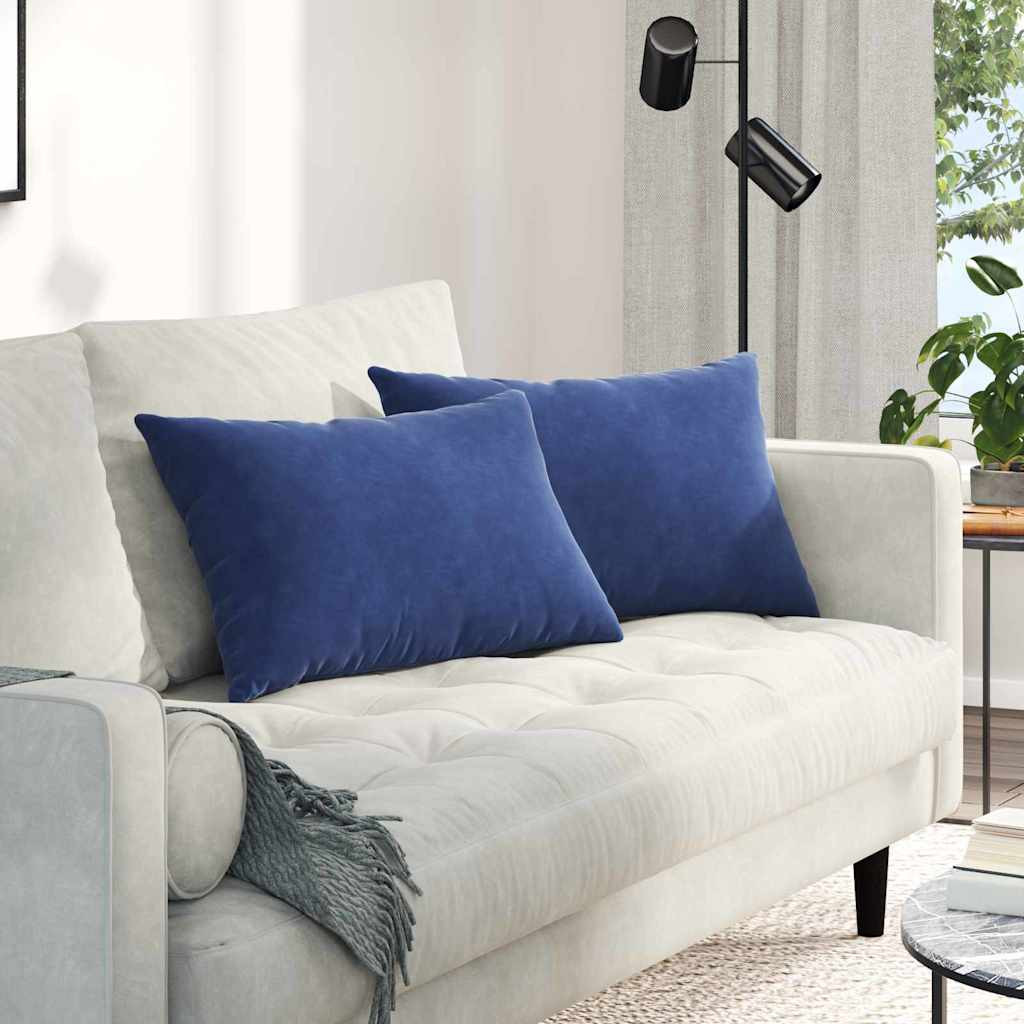 vidaXL Sofakissen 2 Stück Polizeiblau 60 x 40 cm Cordstoff