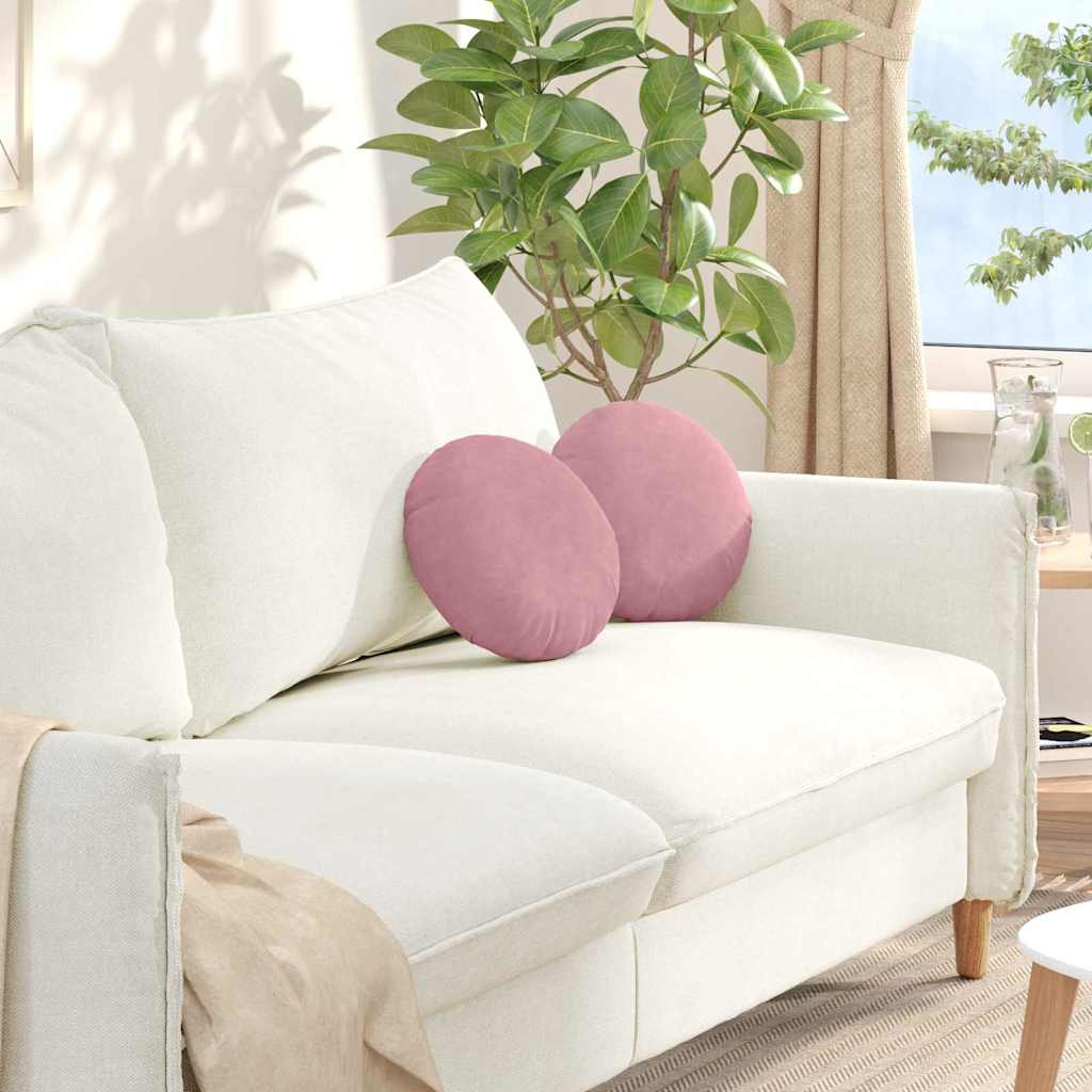 vidaXL Sitzkissen 2 pcs Rosa Ø30 x 13 cm Samt