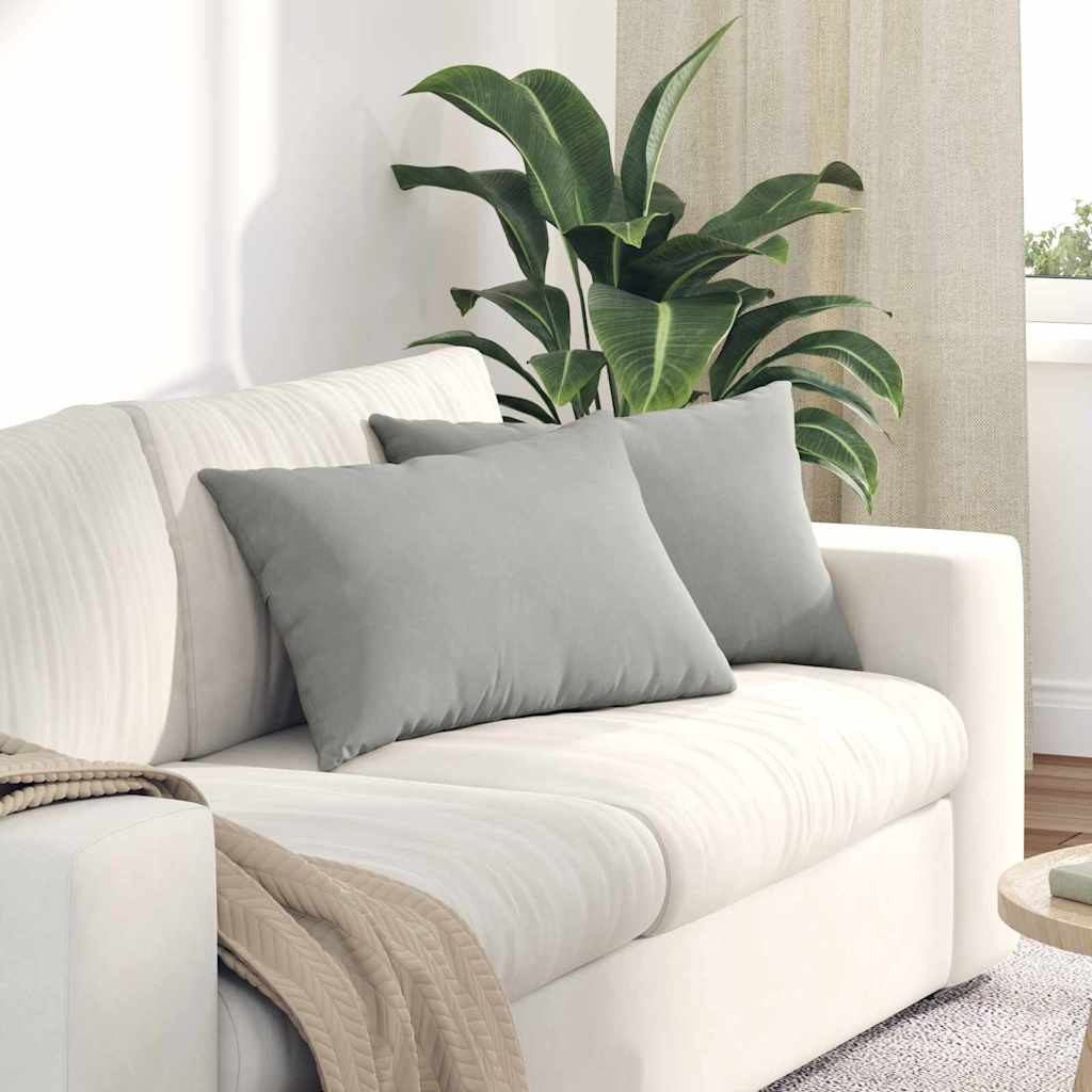 vidaXL Sofakissen 2 Stück Hellgrau 60 x 40 cm Stoff