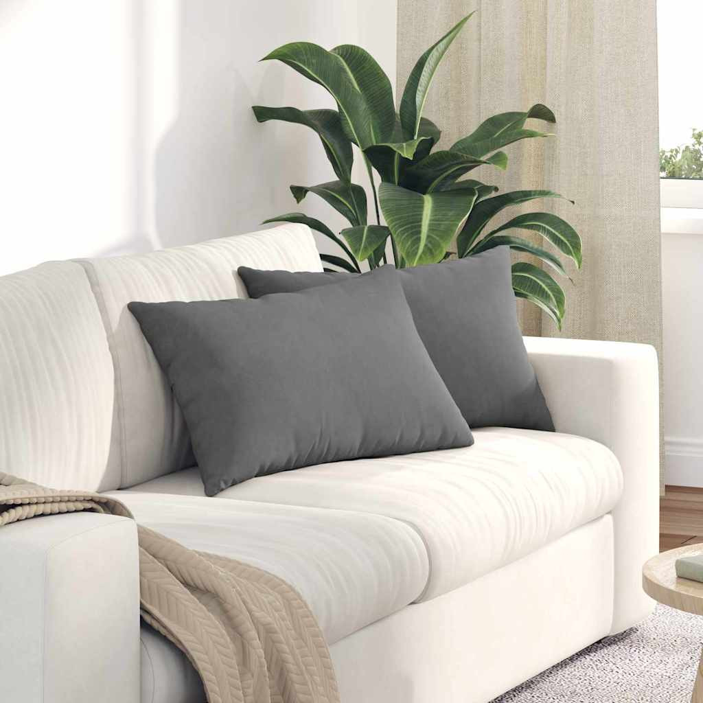 vidaXL Sofakissen 2 Stück Dunkelgrau 60 x 40 cm Stoff