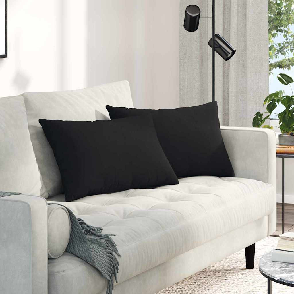 vidaXL Sofakissen 2 Stück Schwarz 60 x 40 cm Stoff