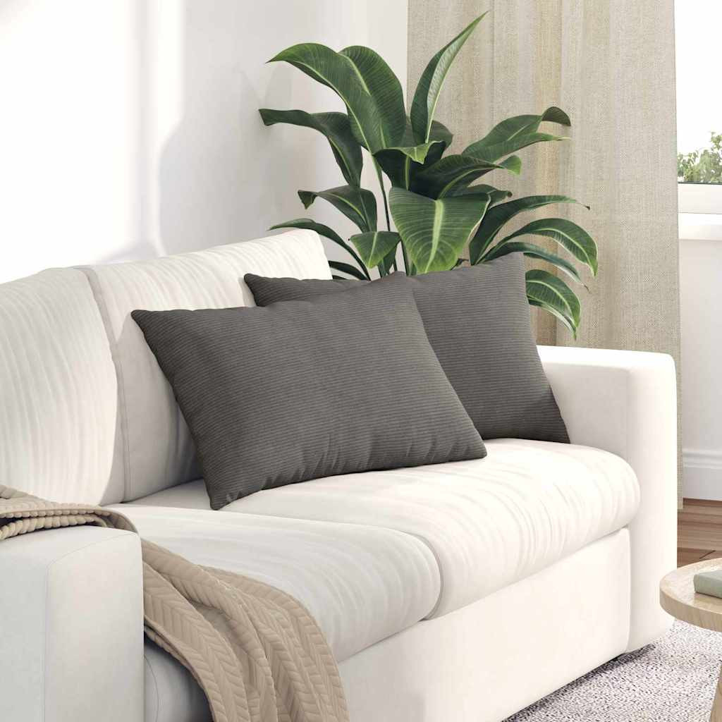 vidaXL Sofakissen 2 Stück Hellgrau 60 x 40 cm Cordstoff